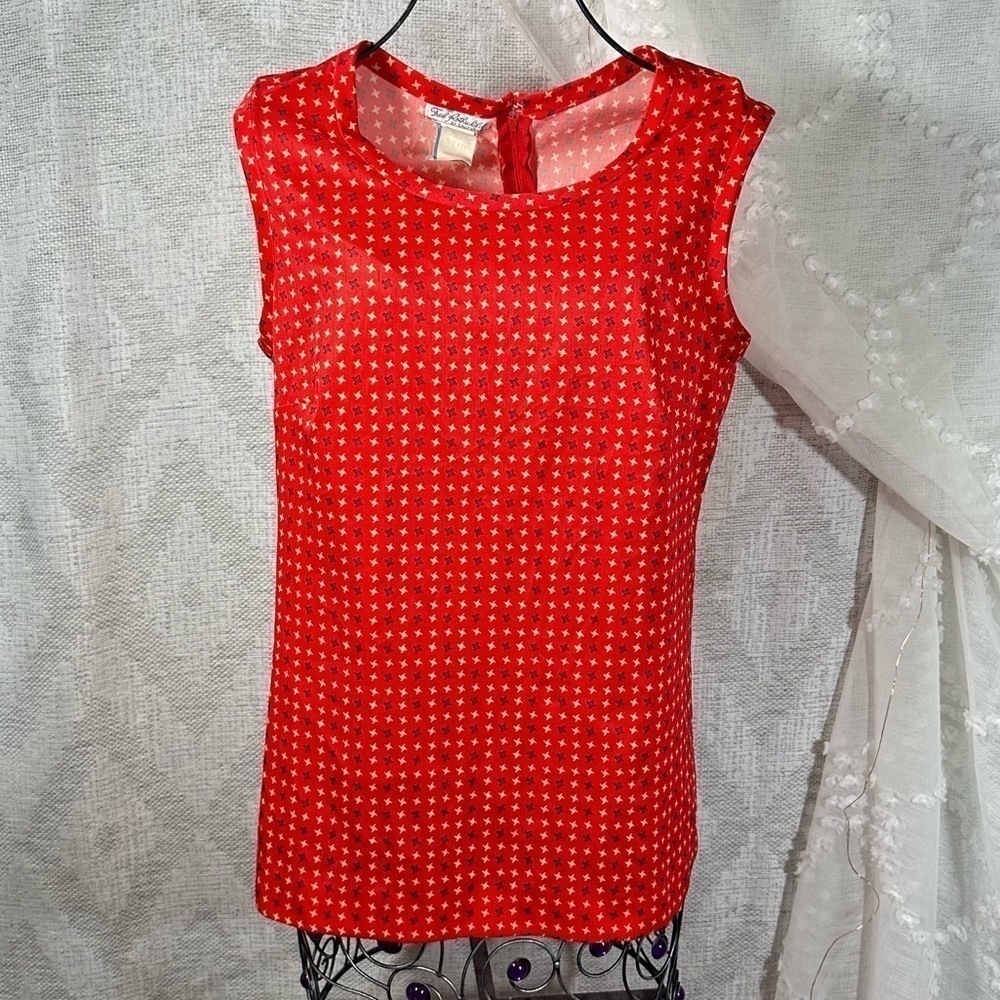 Vintage fred rothschild california red pinwheel print tank size 12